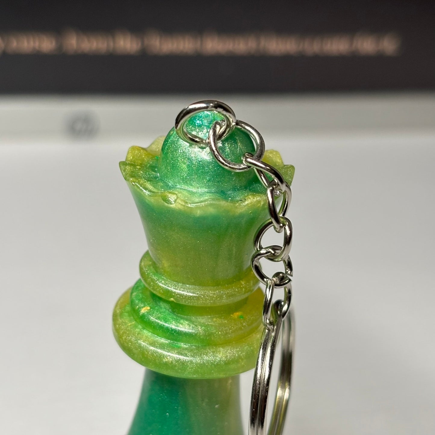 Lime Green Queen - Handmade Resin Keychain - Large Edition