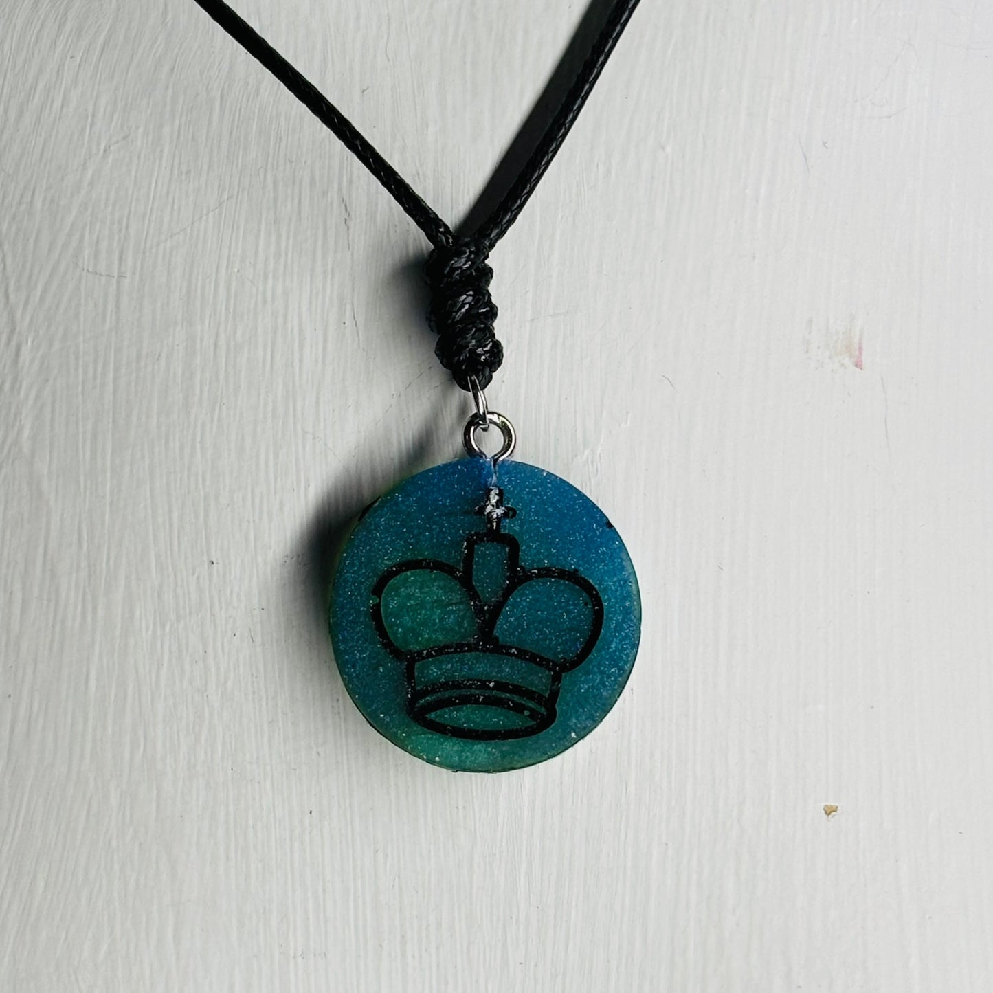 Green King - Handmade Resin Chess Necklace