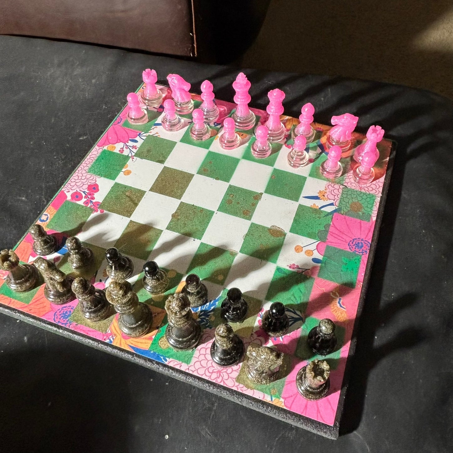 Vibrant Pink & Green - Scrapbook Chess Set