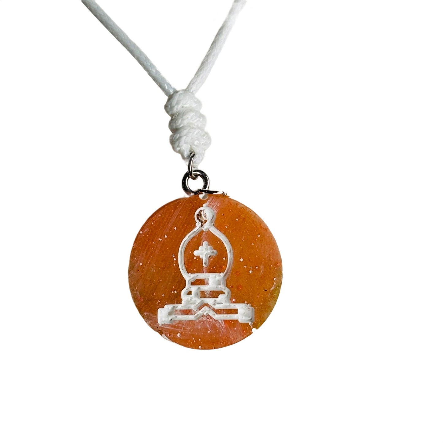 Orange Bishop - Handmade Resin Chess Necklace