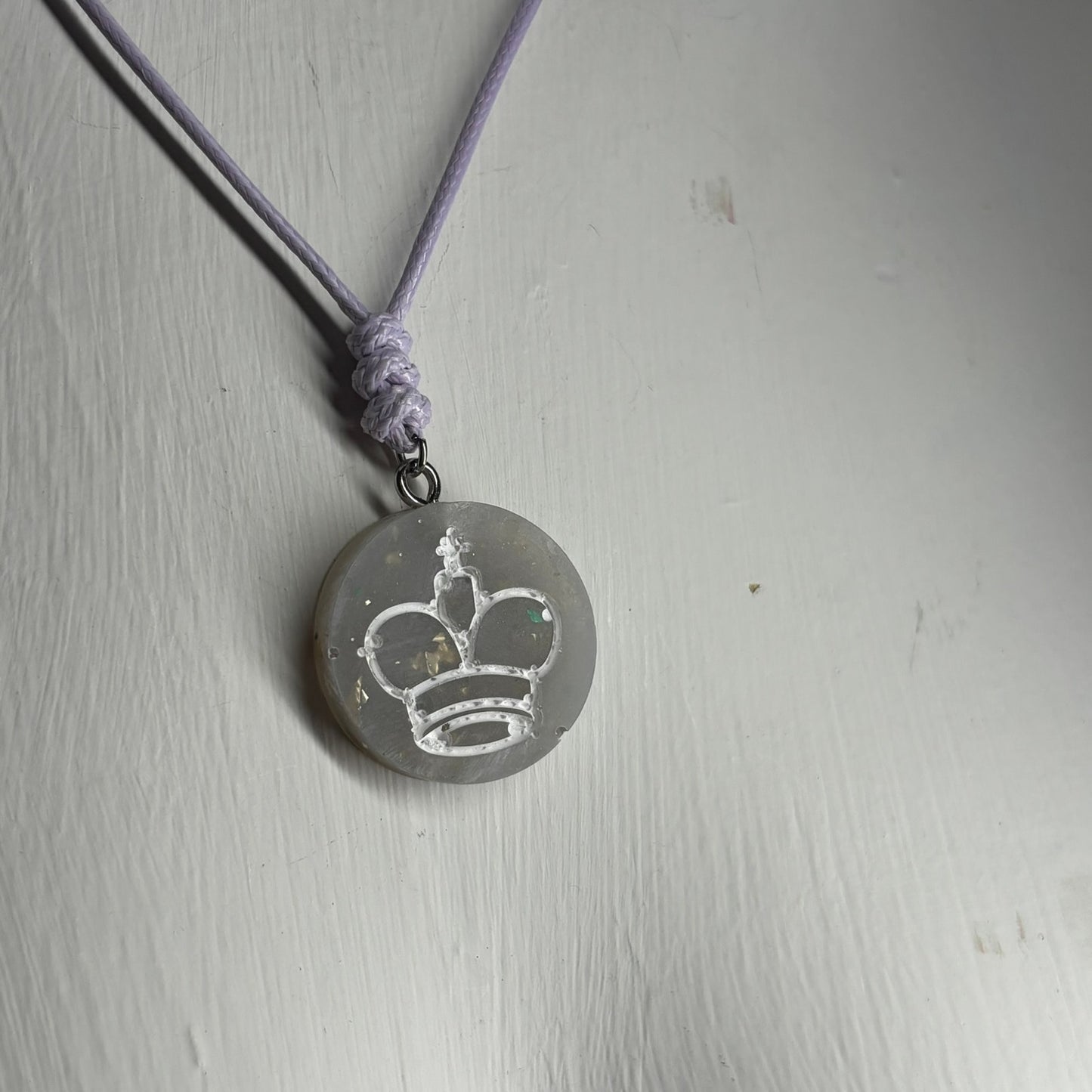 Purple Crystal King - Handmade Resin Chess Necklace