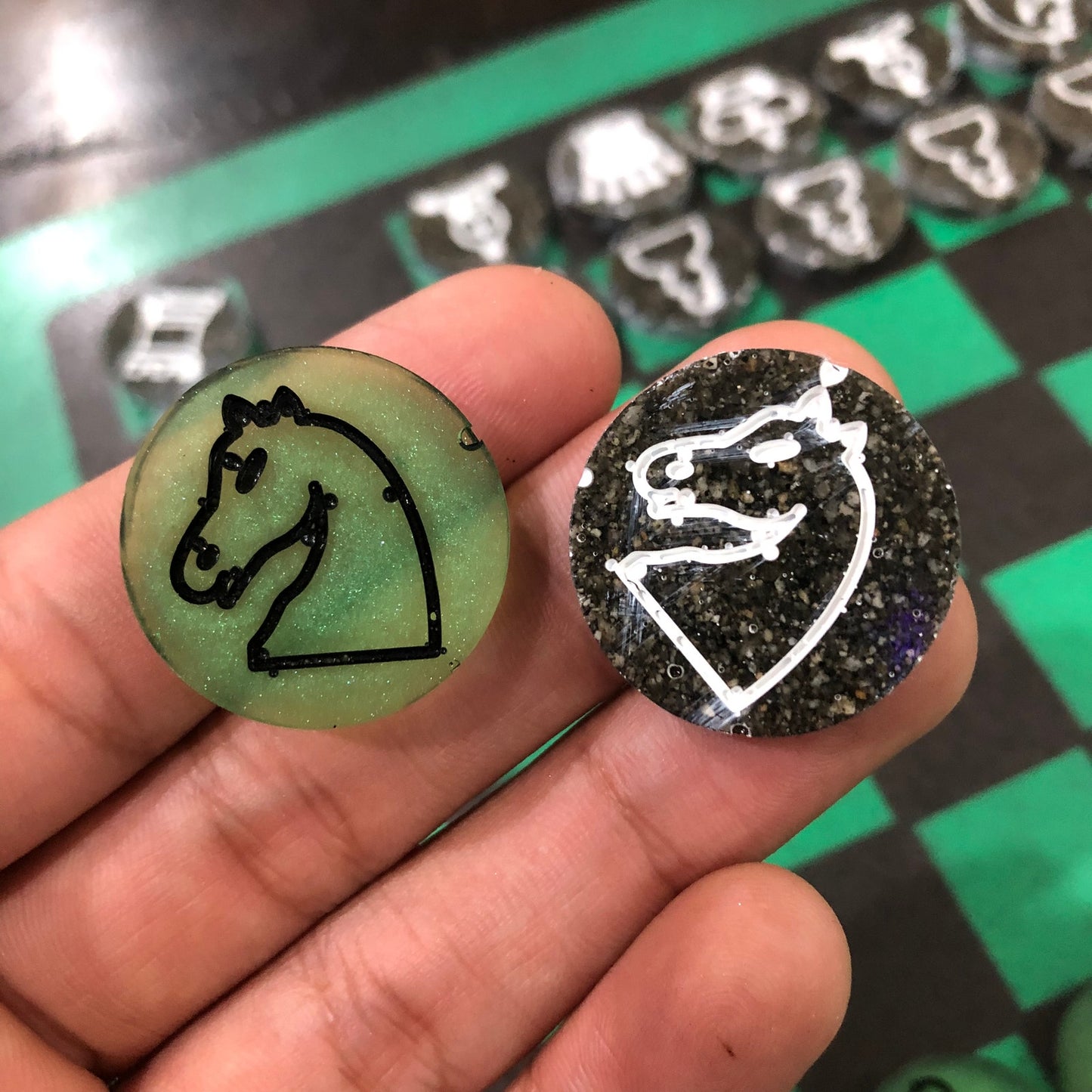 Black & Green - Painted Chess Set