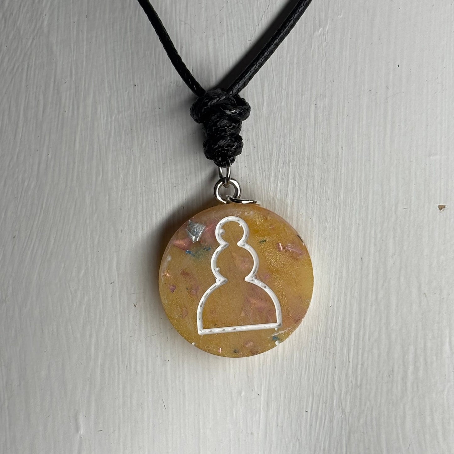 Fancy Yellow Pawn - Handmade Resin Chess Necklace