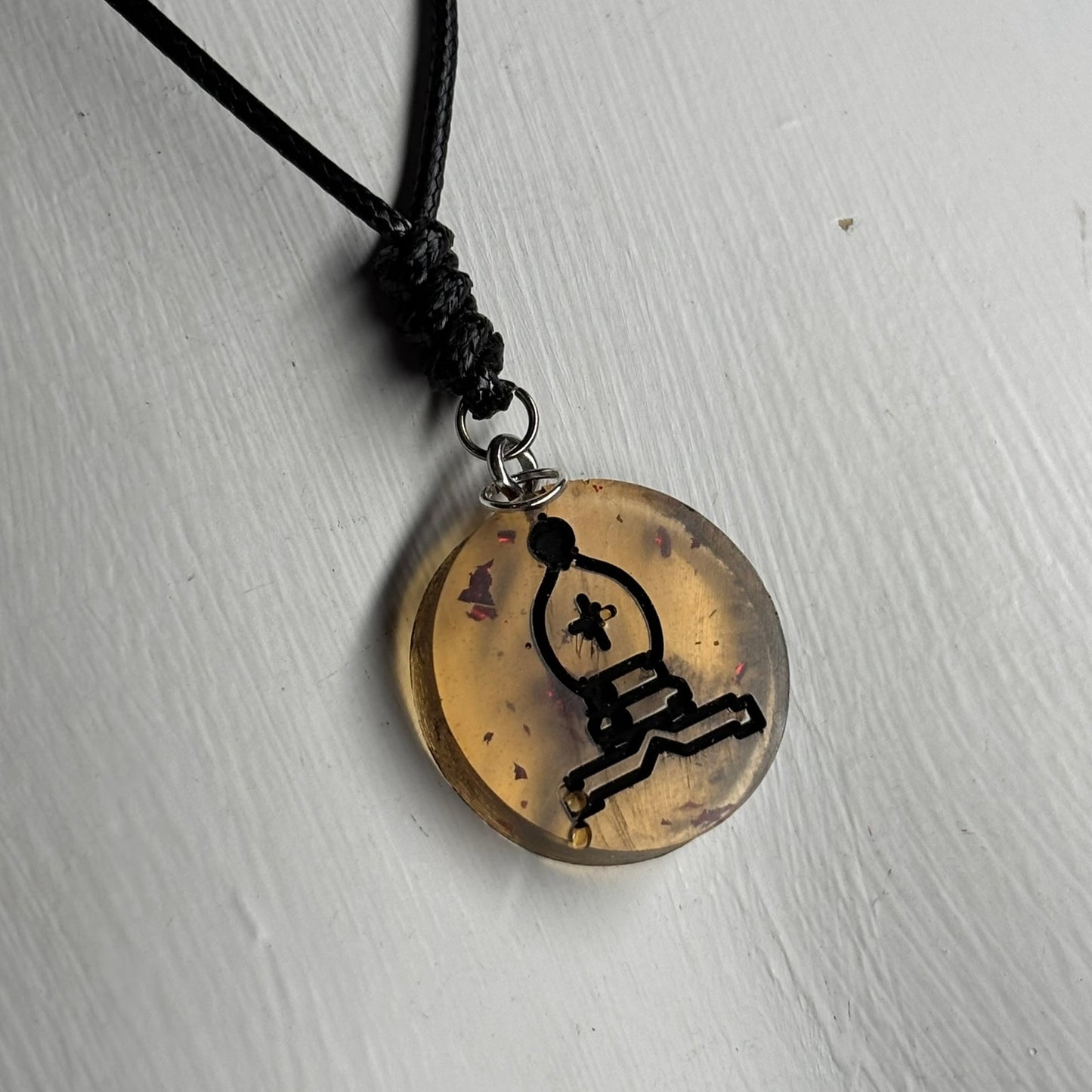 Yellow Transparent Bishop - Handmade Resin Chess Necklace