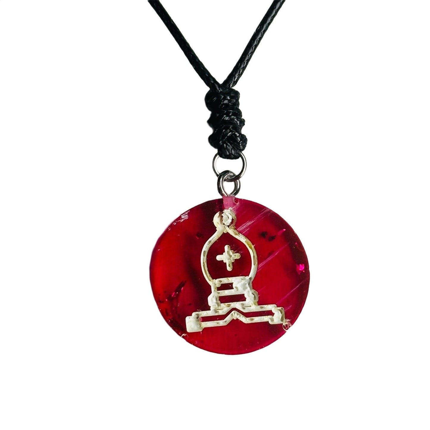 Cherry Red Bishop - Handmade Resin Chess Necklace