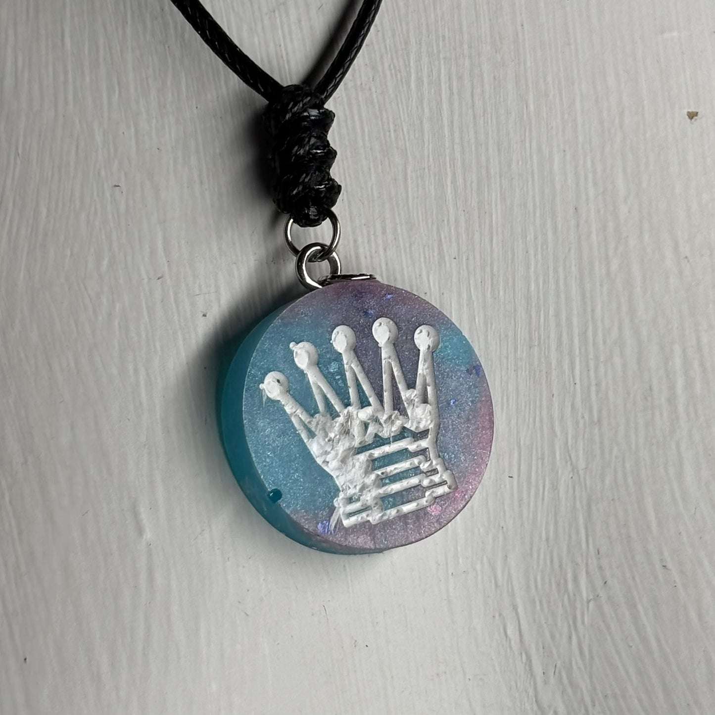Blue/Purple Mesh Queen - Handmade Resin Chess Necklace