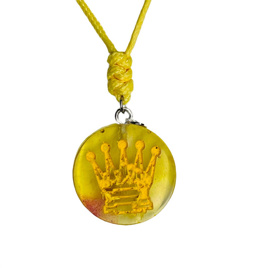 Burning Yellow Queen - Handmade Resin Chess Necklace
