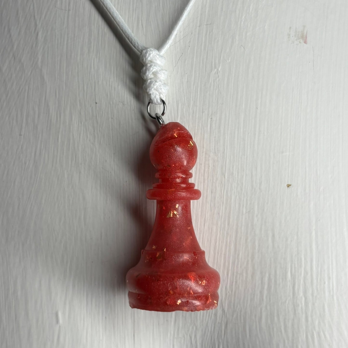 Red Crystal Bishop - Handmade Resin Chess Necklace