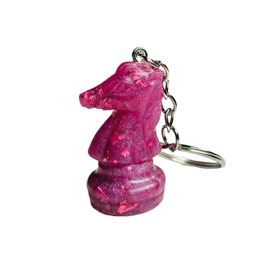 Pink Purple Knight - Handmade Resin Keychain