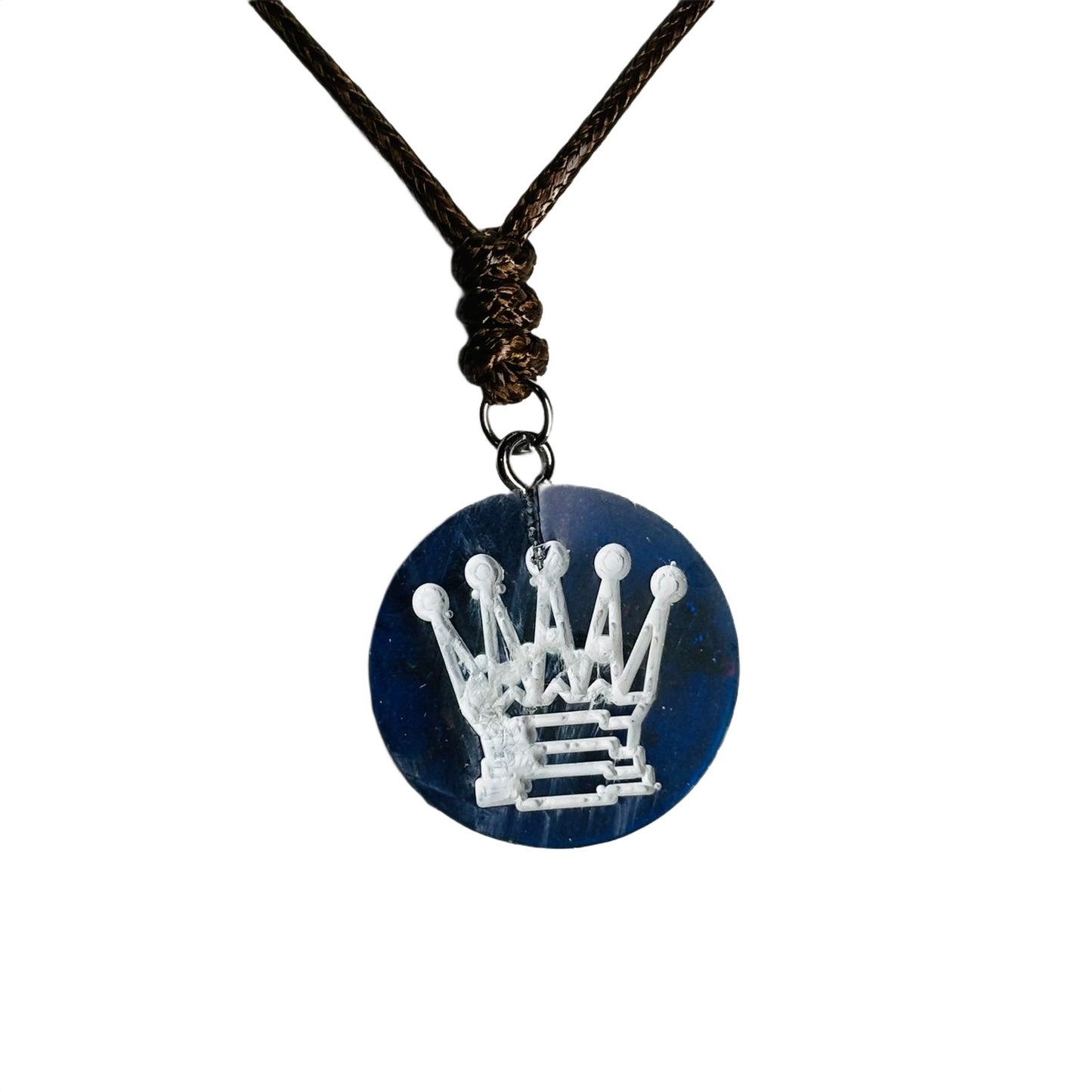 Navy Blue Queen - Handmade Resin Chess Necklace