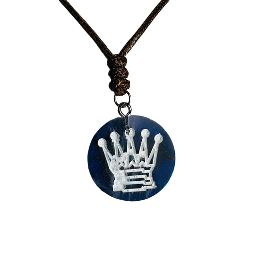 Navy Blue Queen - Handmade Resin Chess Necklace