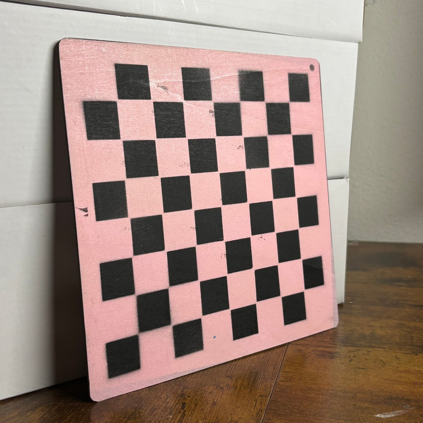 Pink & Black - Painted Thin Wooden Chess Board