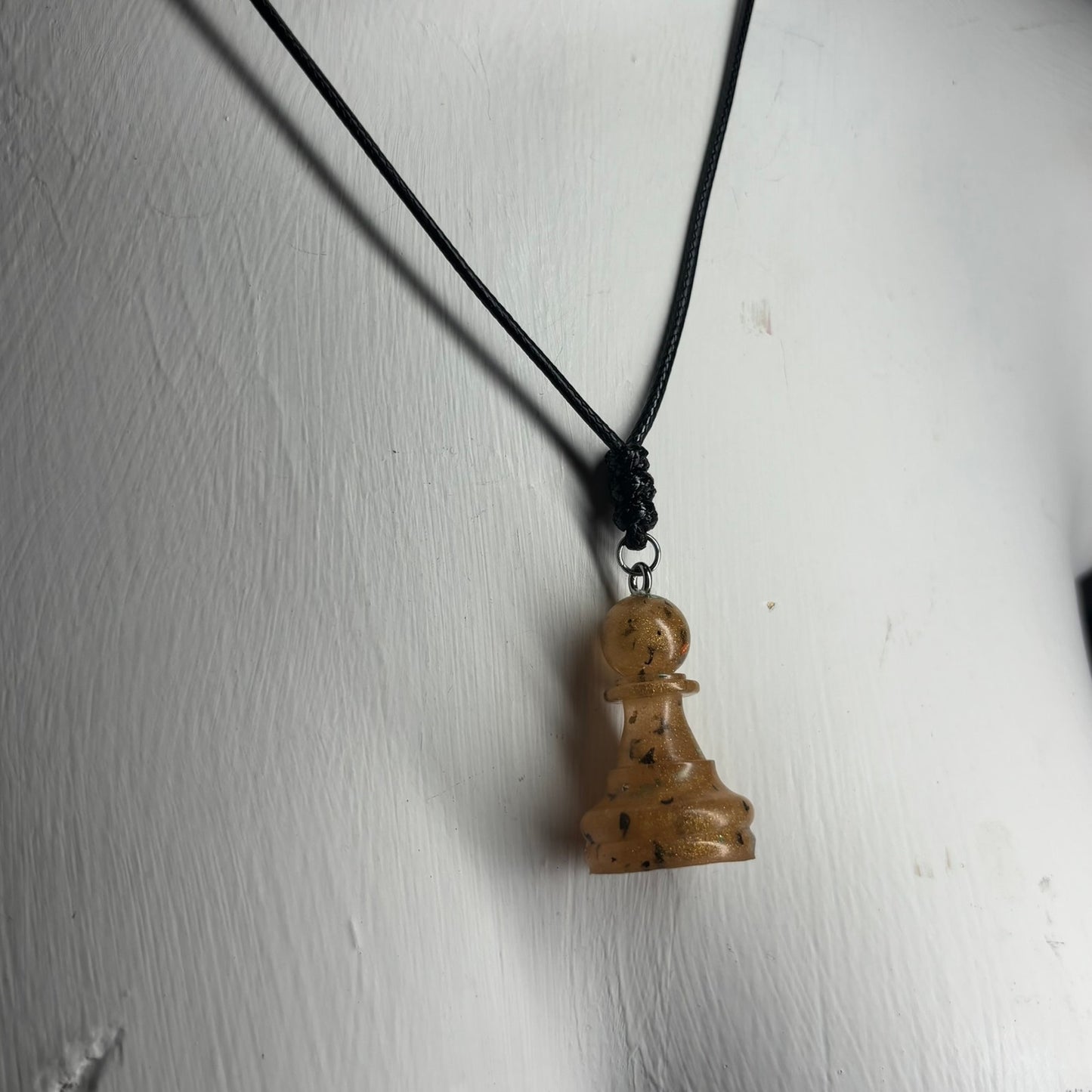 Spotted Gold Pawn - Handmade Resin Chess Necklace