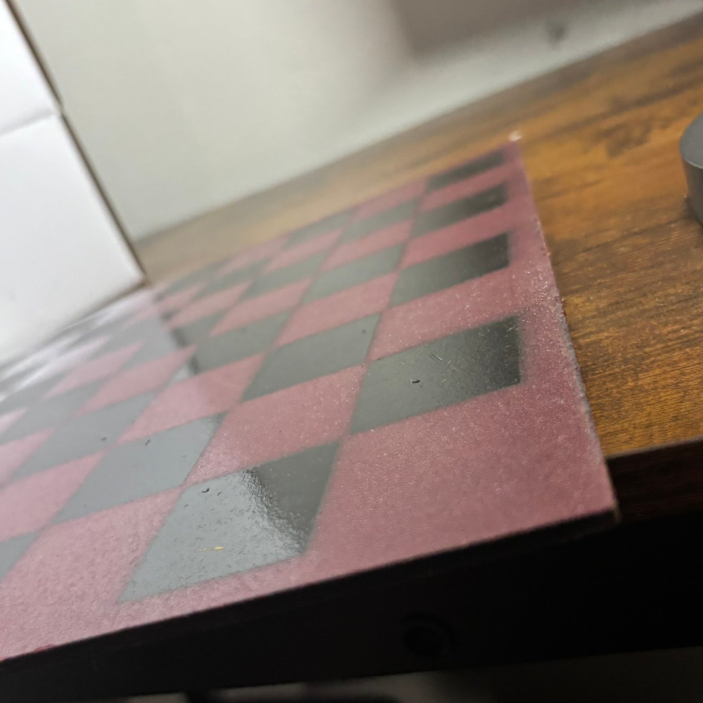Burgundy Red & White - Painted Chess Board