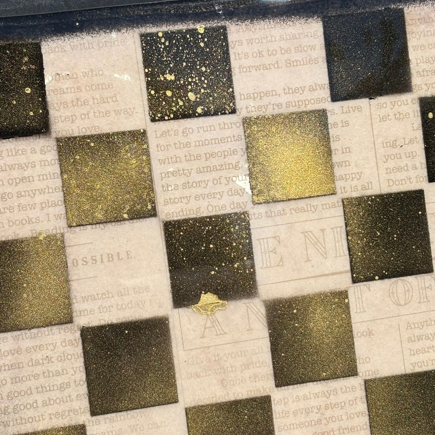 Cream Writing - Resin Coated Chess Board