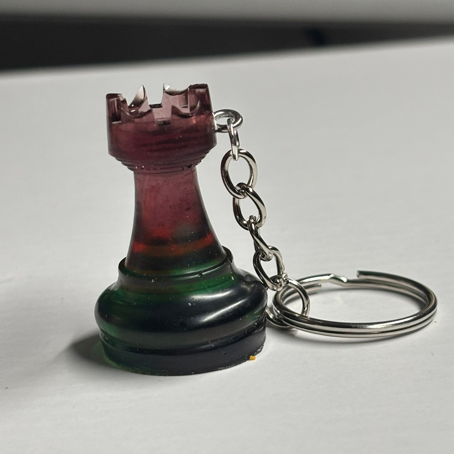 Green/Violet Rook - Handmade Resin Keychain