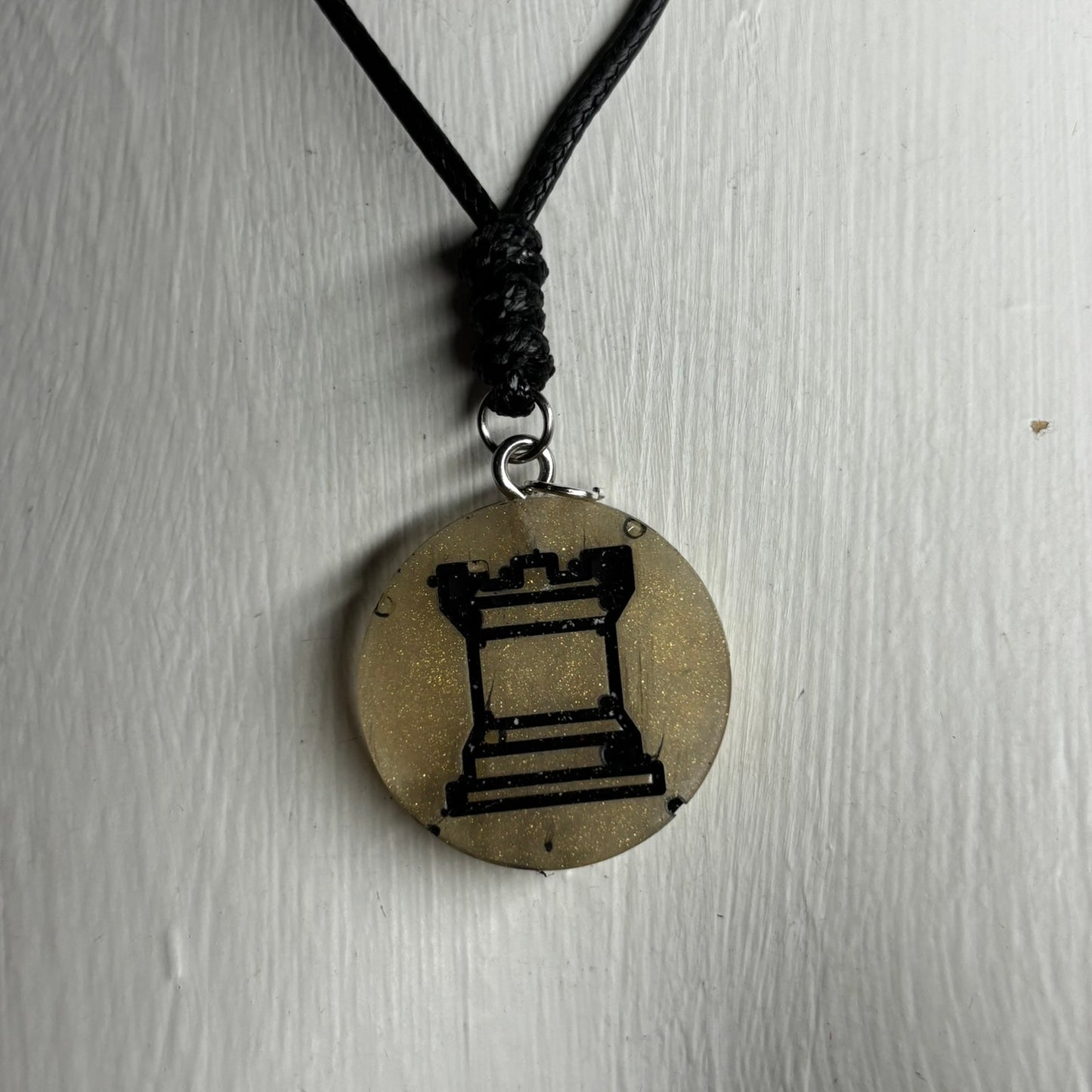 Dark Yellow Rook - Handmade Resin Chess Necklace