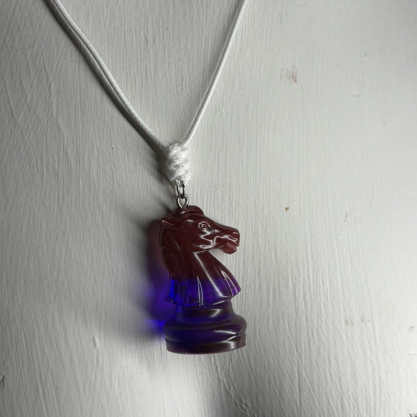 Translucent Purple Knight - Handmade Resin Chess Necklace