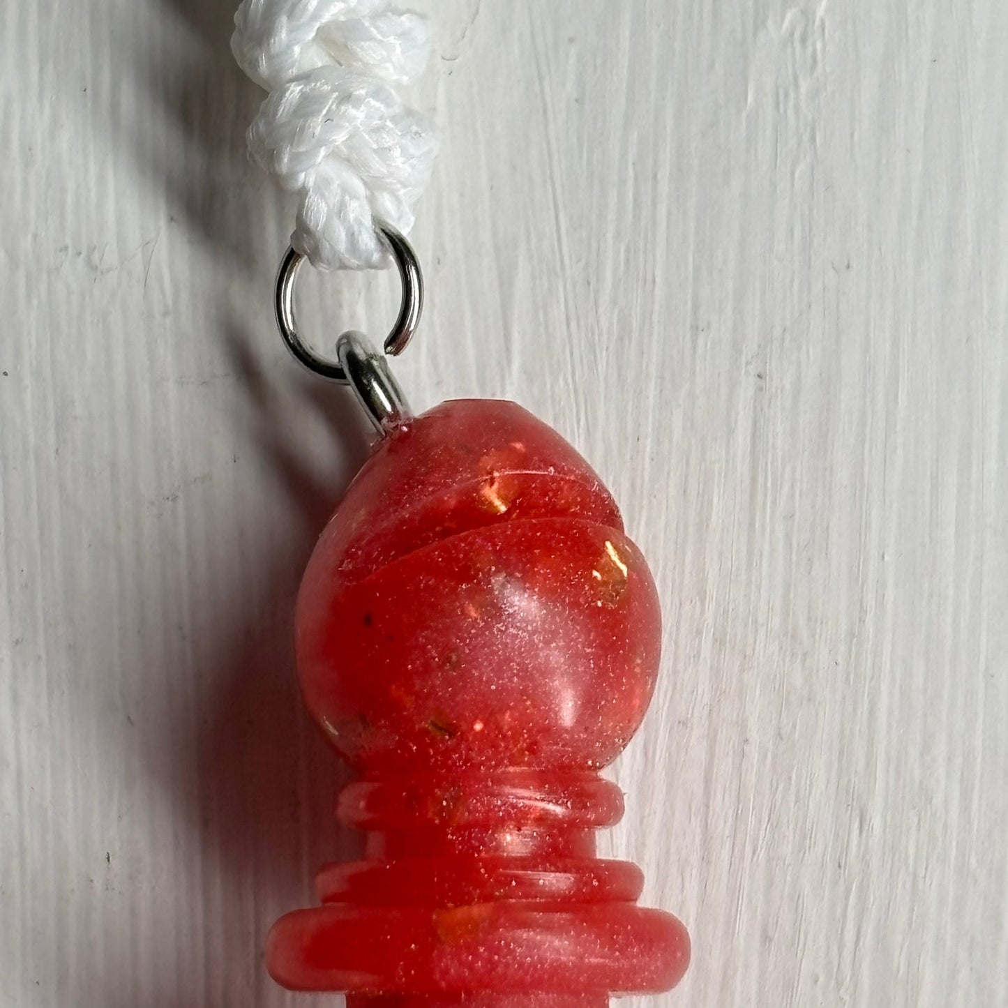 Red Crystal Bishop - Handmade Resin Chess Necklace