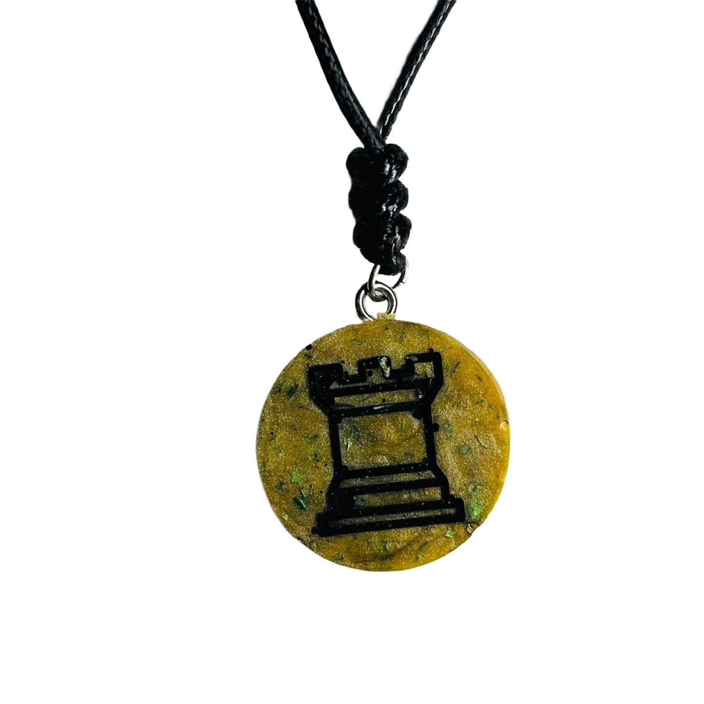 Royal Yellow Rook - Handmade Resin Chess Necklace