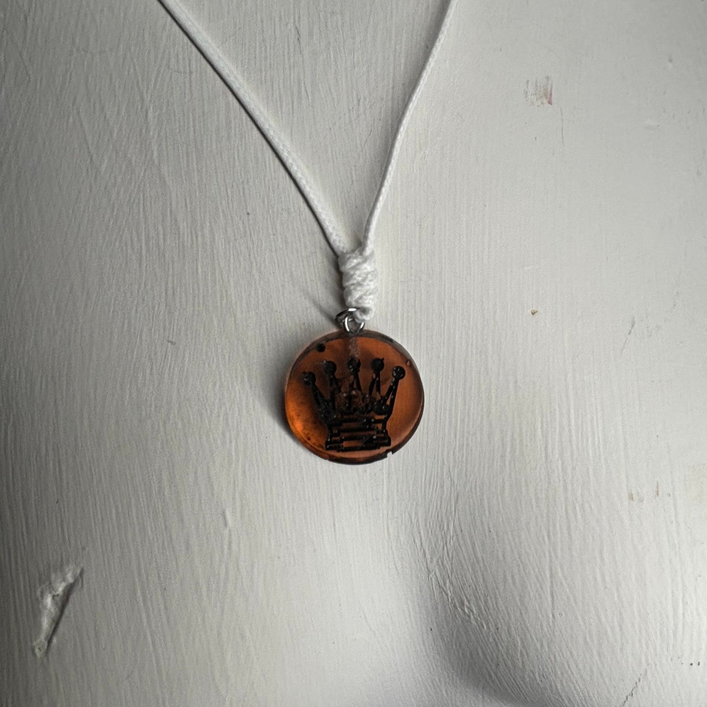 Burning Orange Queen - Handmade Resin Chess Necklace