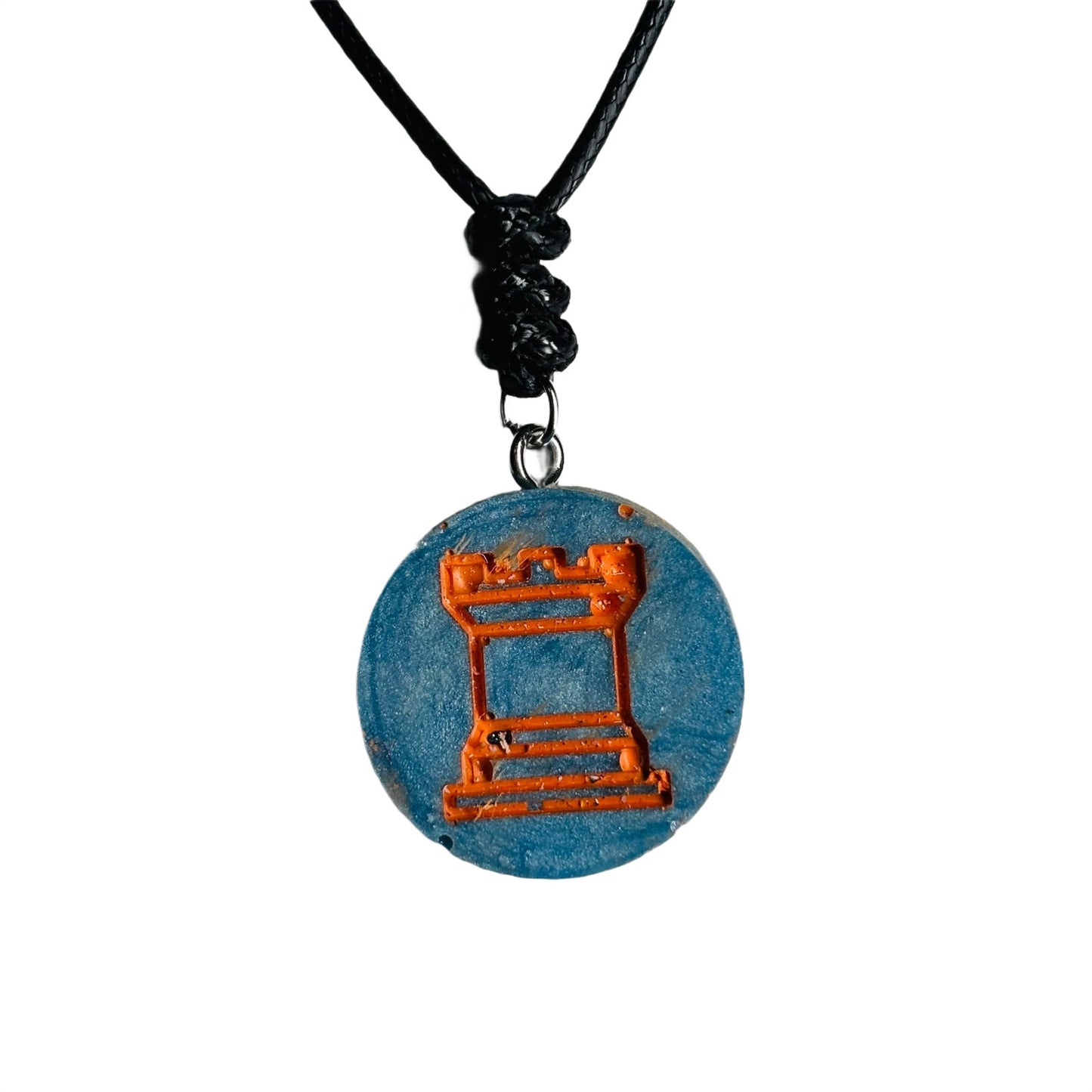 Orange Rook - Handmade Resin Chess Necklace