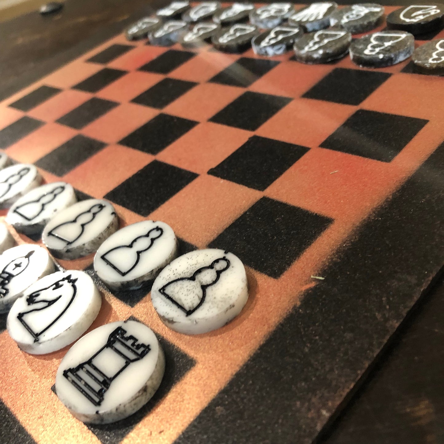 Chrome Orange - Painted Chess Set