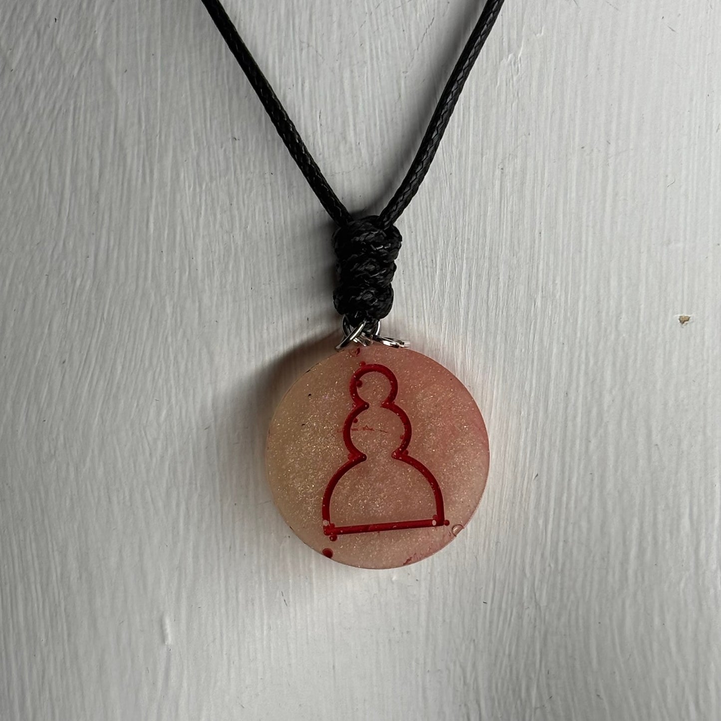 Red Print Pawn - Handmade Resin Chess Necklace