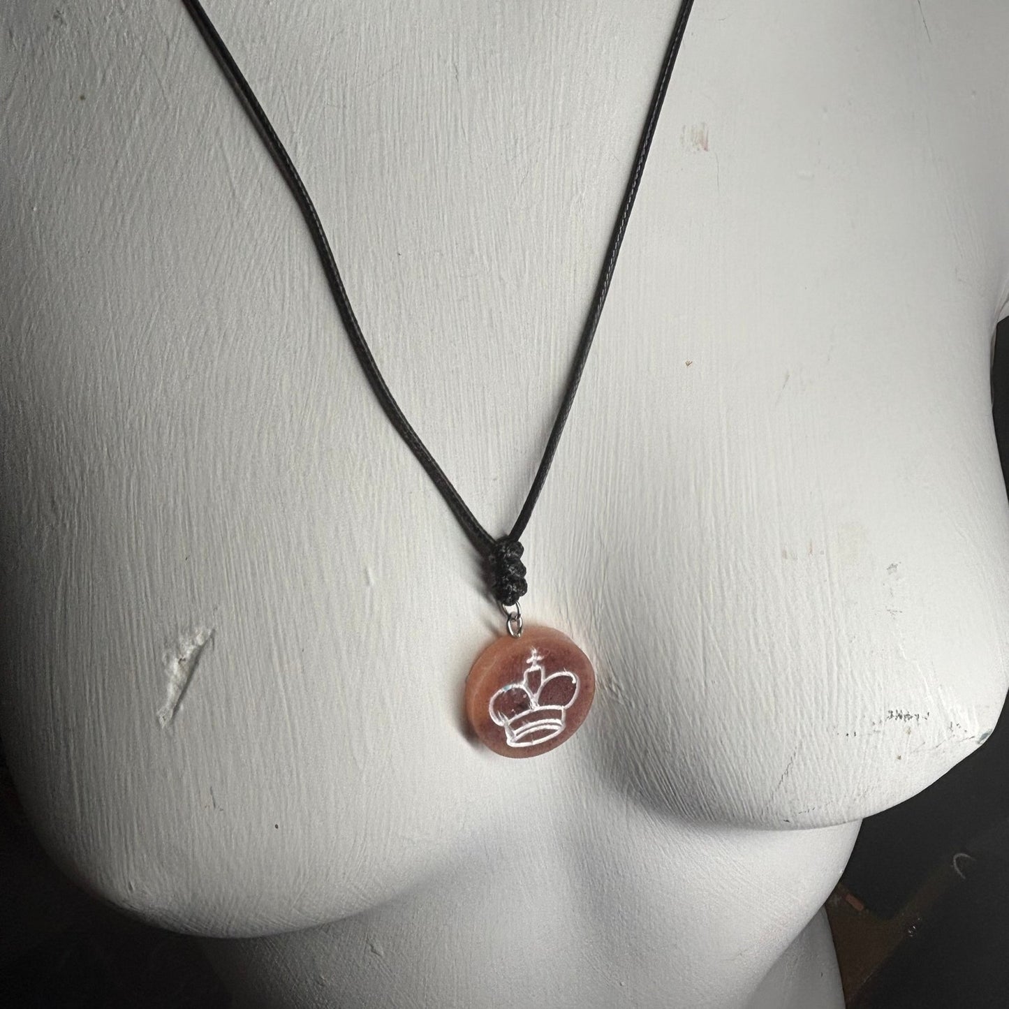 Coffee Brown King - Handmade Resin Chess Necklace