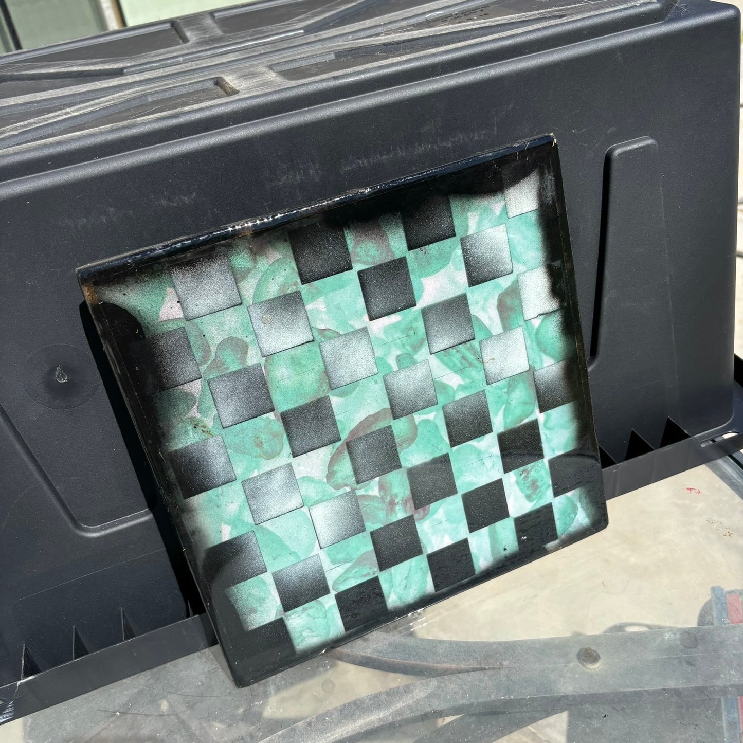 Green Rocks - Resin Coated Chess Board