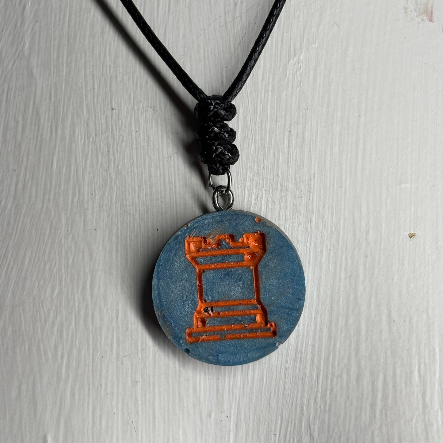 Orange Rook - Handmade Resin Chess Necklace