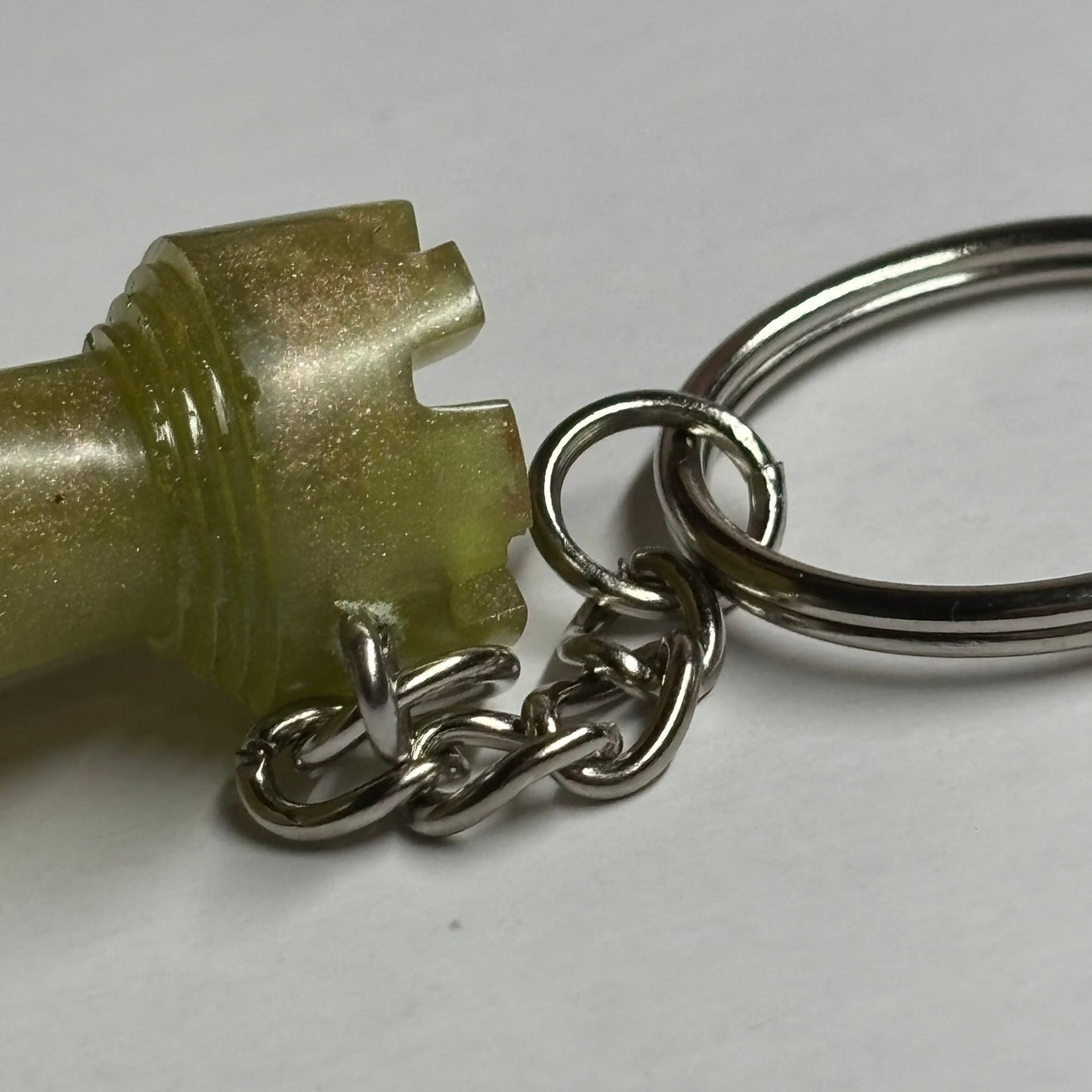 Green Pink Rook - Handmade Resin Keychain