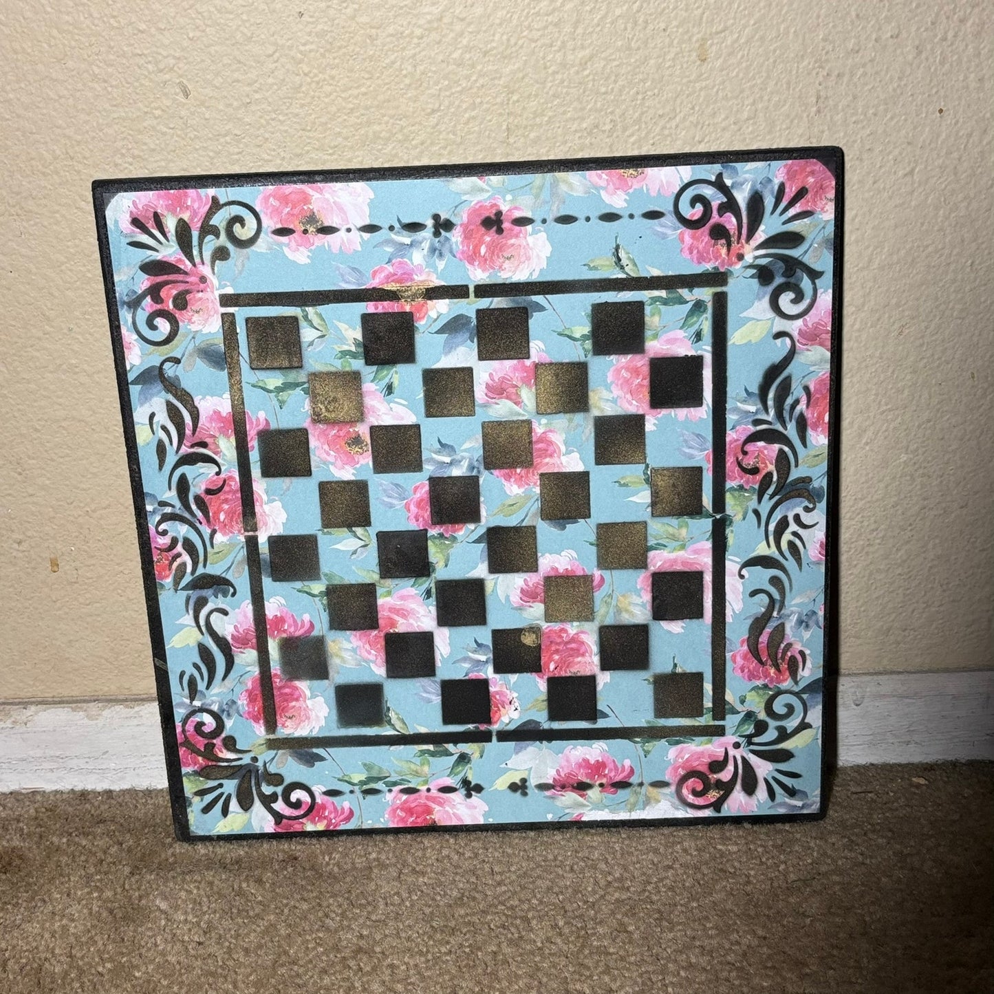 Blue Sky Flowers - Scrapbook Chess Board
