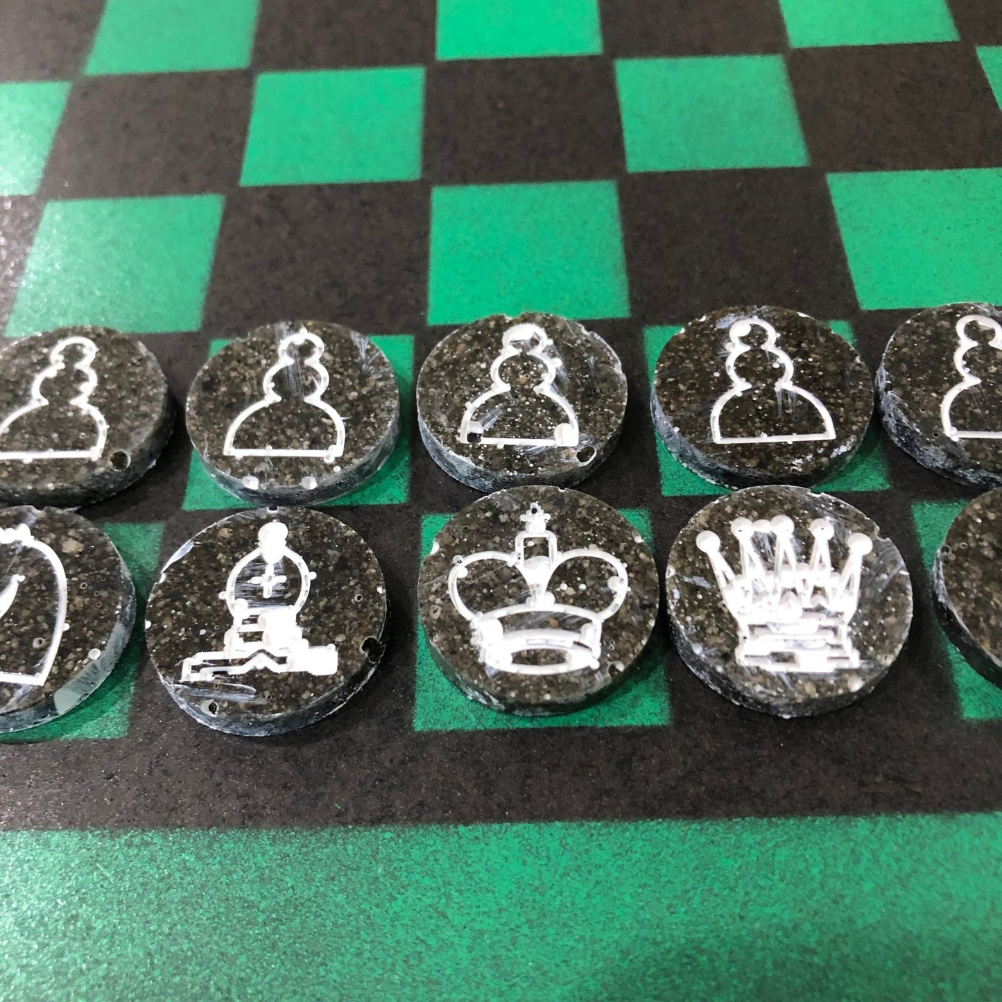 Black & Green - Painted Chess Set