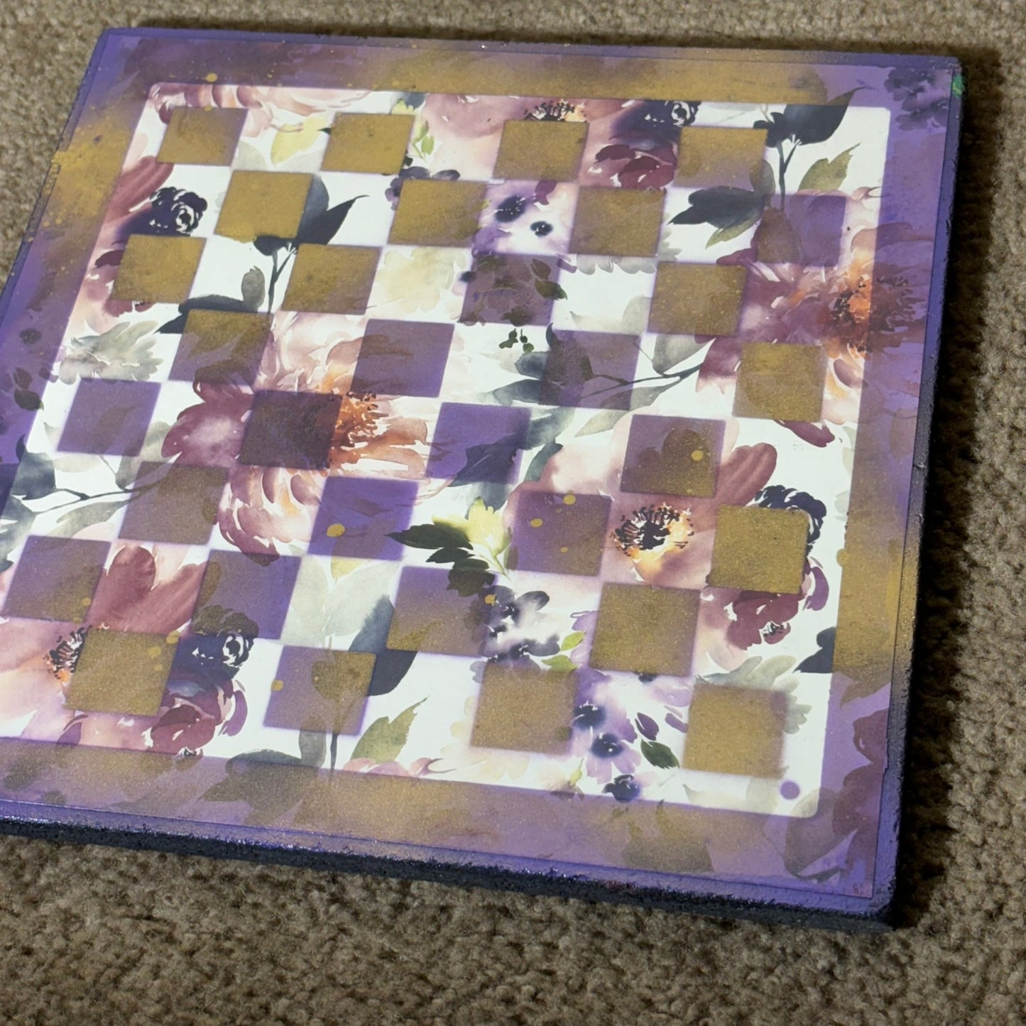 Royal Purple Flowers - Scrapbook Chess Board
