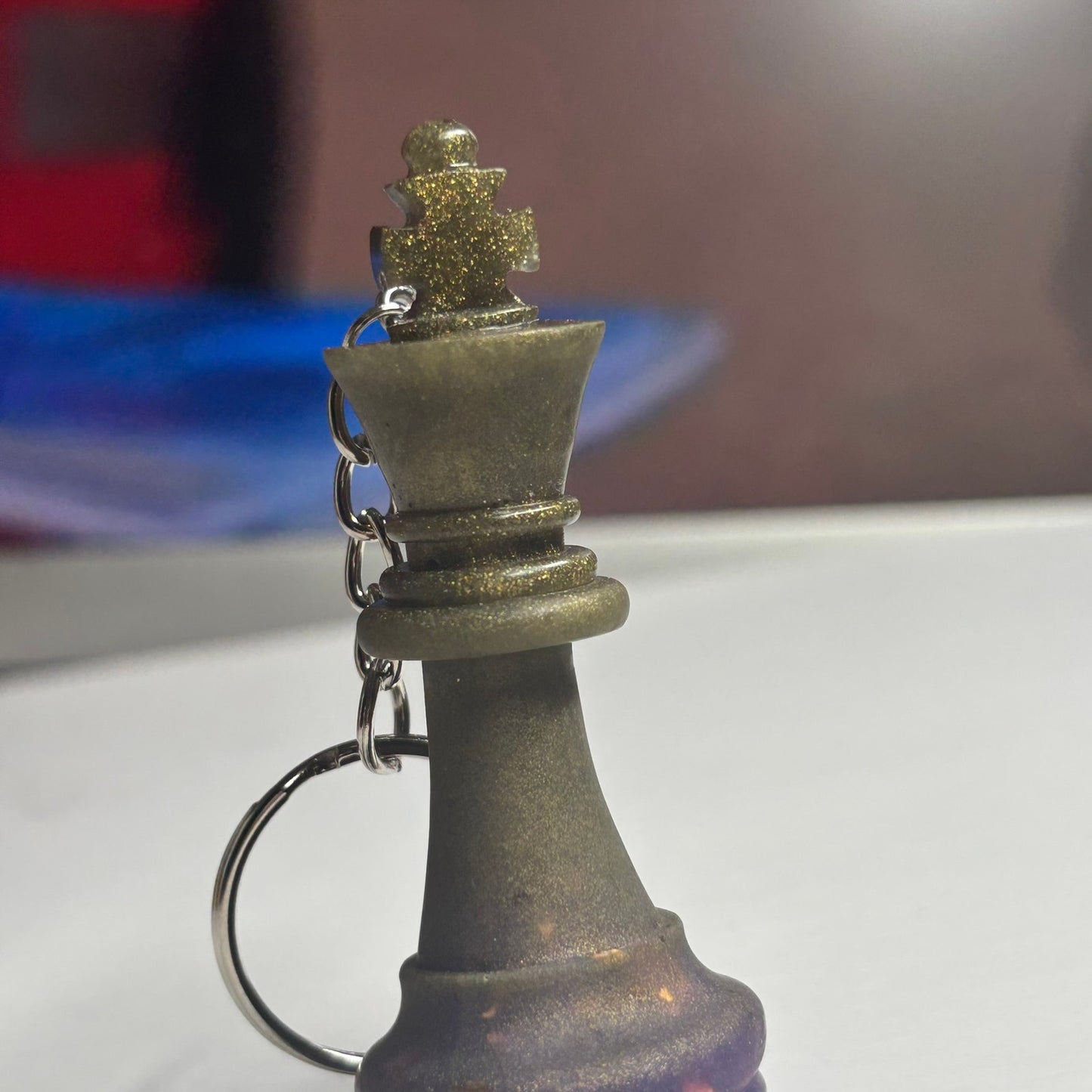 Dark Green King - Handmade Resin Keychain