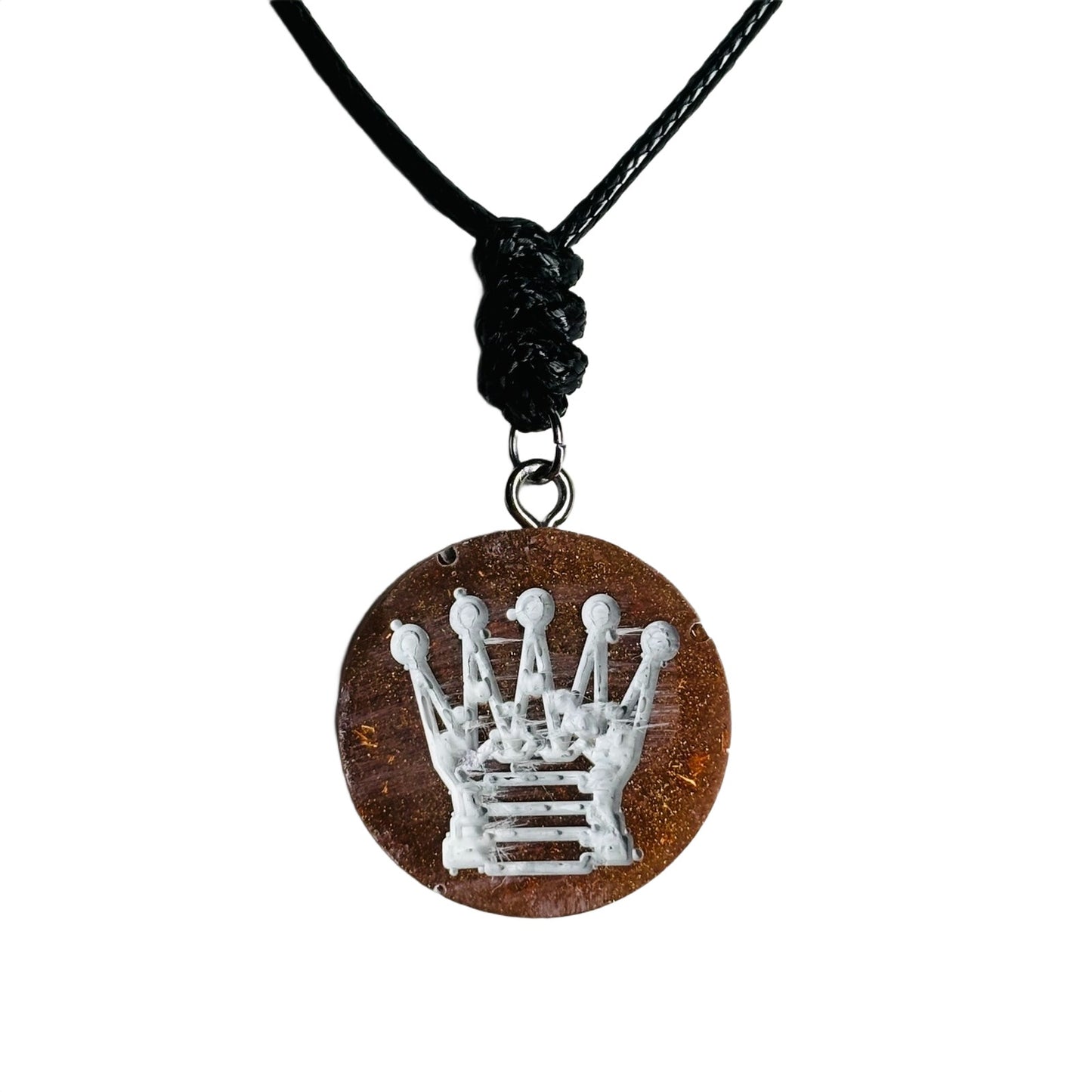 Coffee Brown Queen - Handmade Resin Chess Necklace