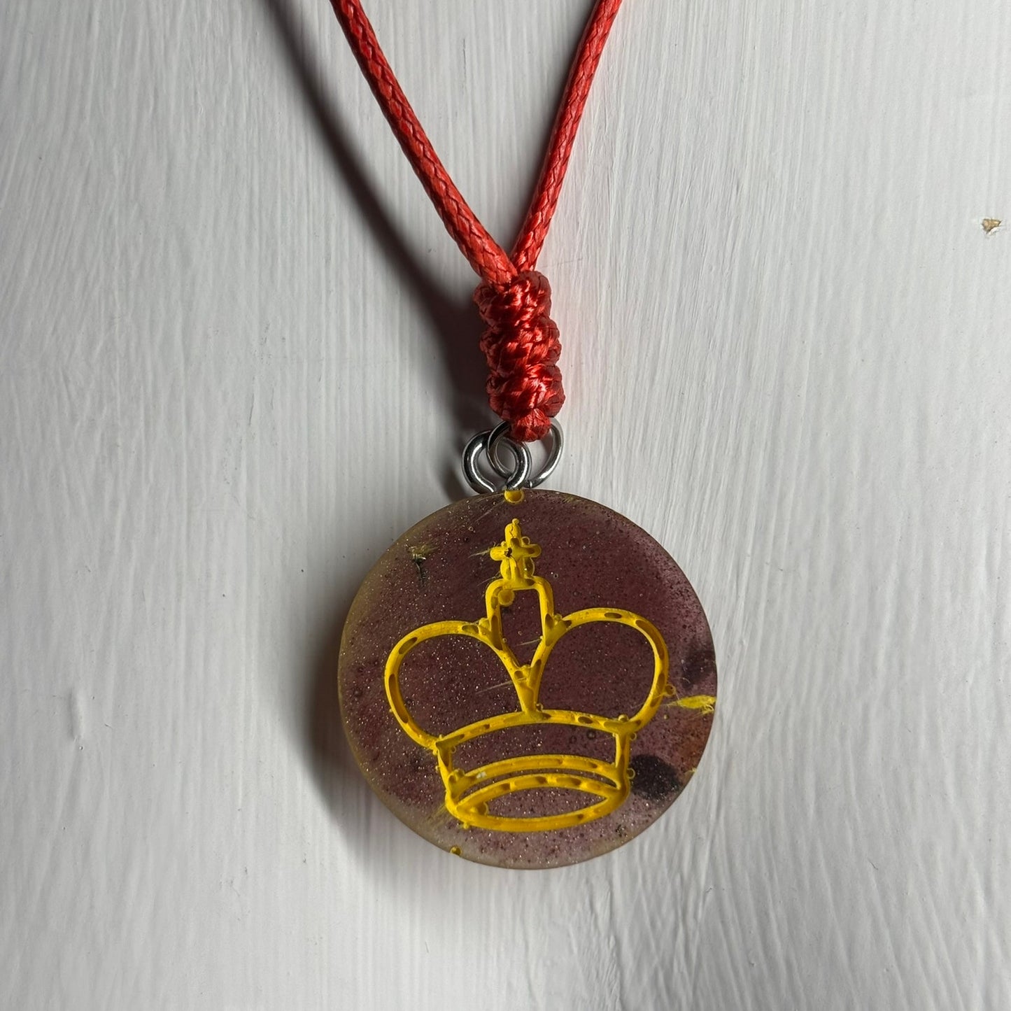 Rustic Yellow King - Handmade Resin Chess Necklace
