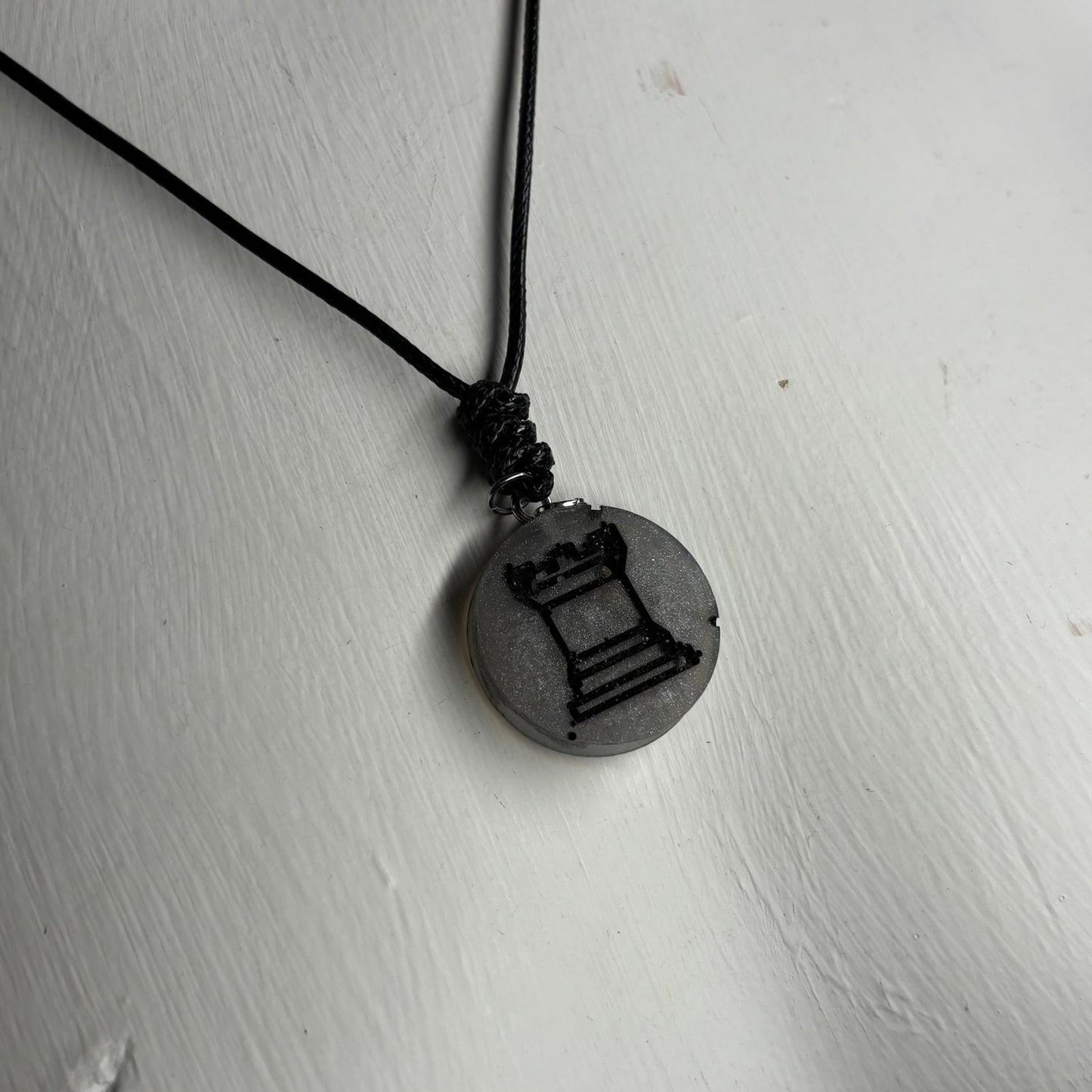 Silver Rook - Handmade Resin Chess Necklace
