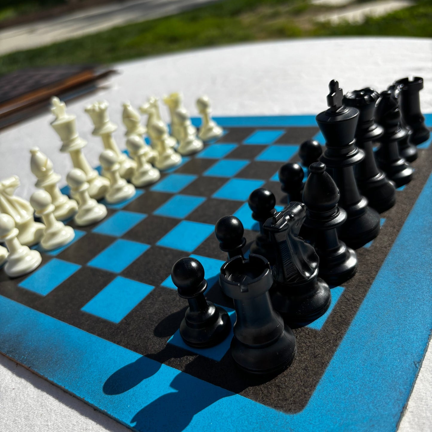 Blue & Black - Painted Chess Set