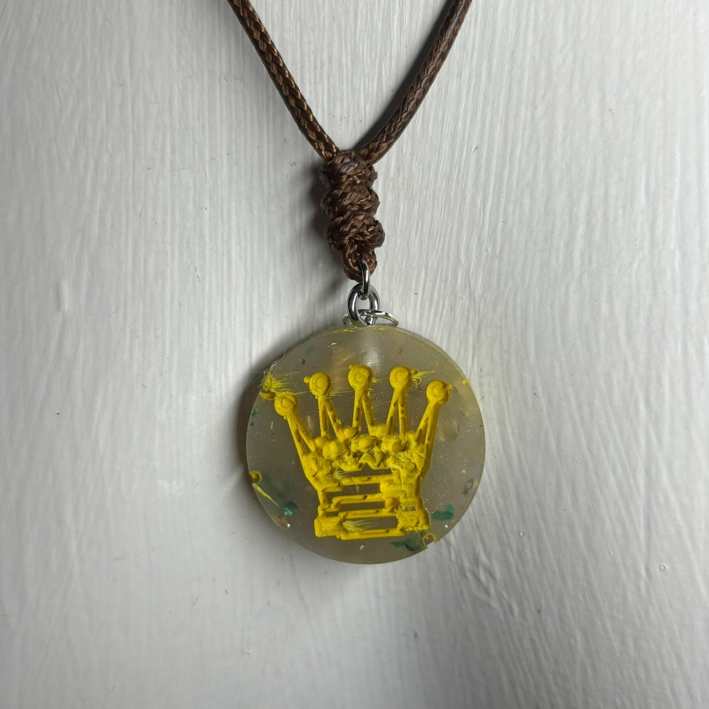Old Yellow Queen - Handmade Resin Chess Necklace