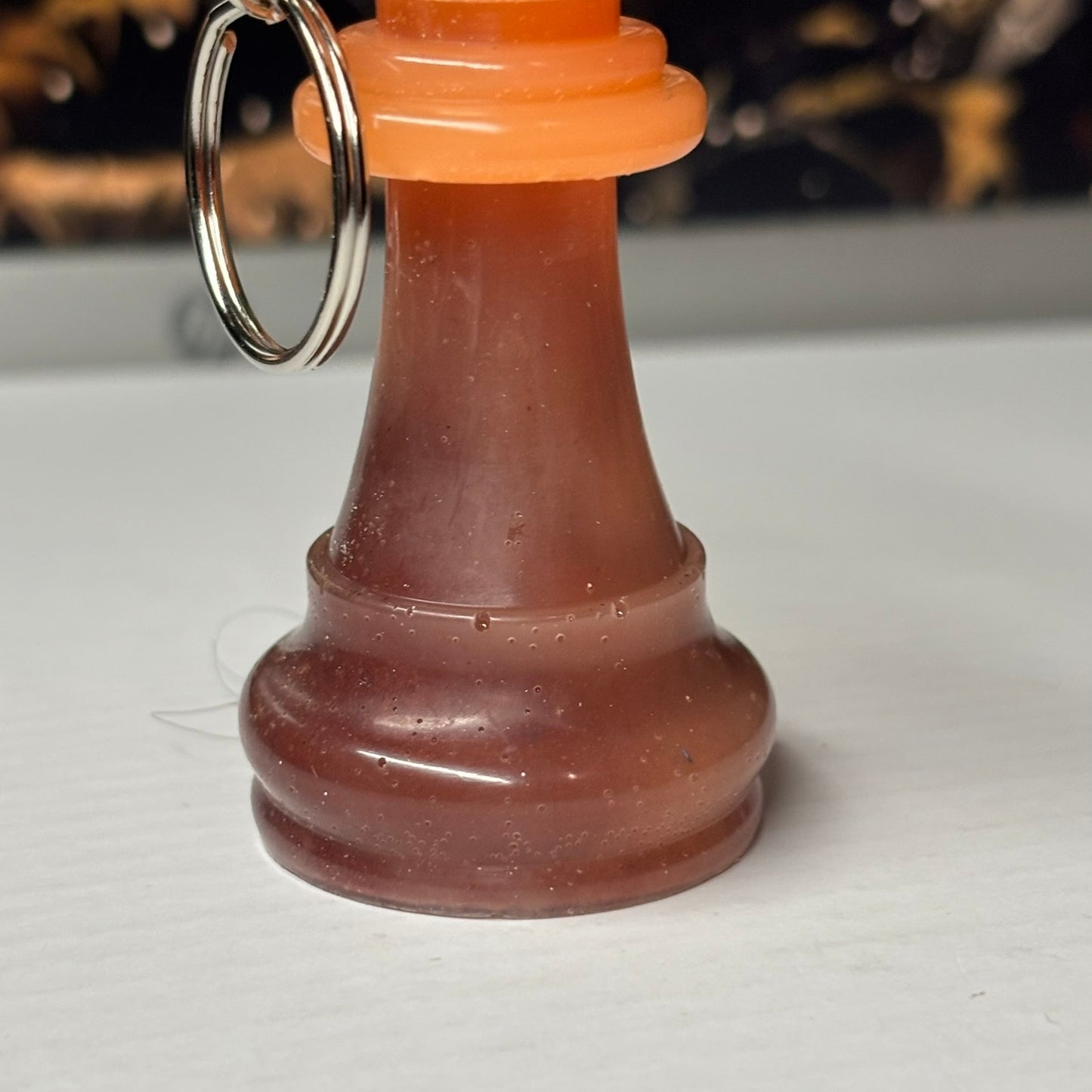 Brown Orange Dual Queen - Handmade Resin Keychain - Large Edition