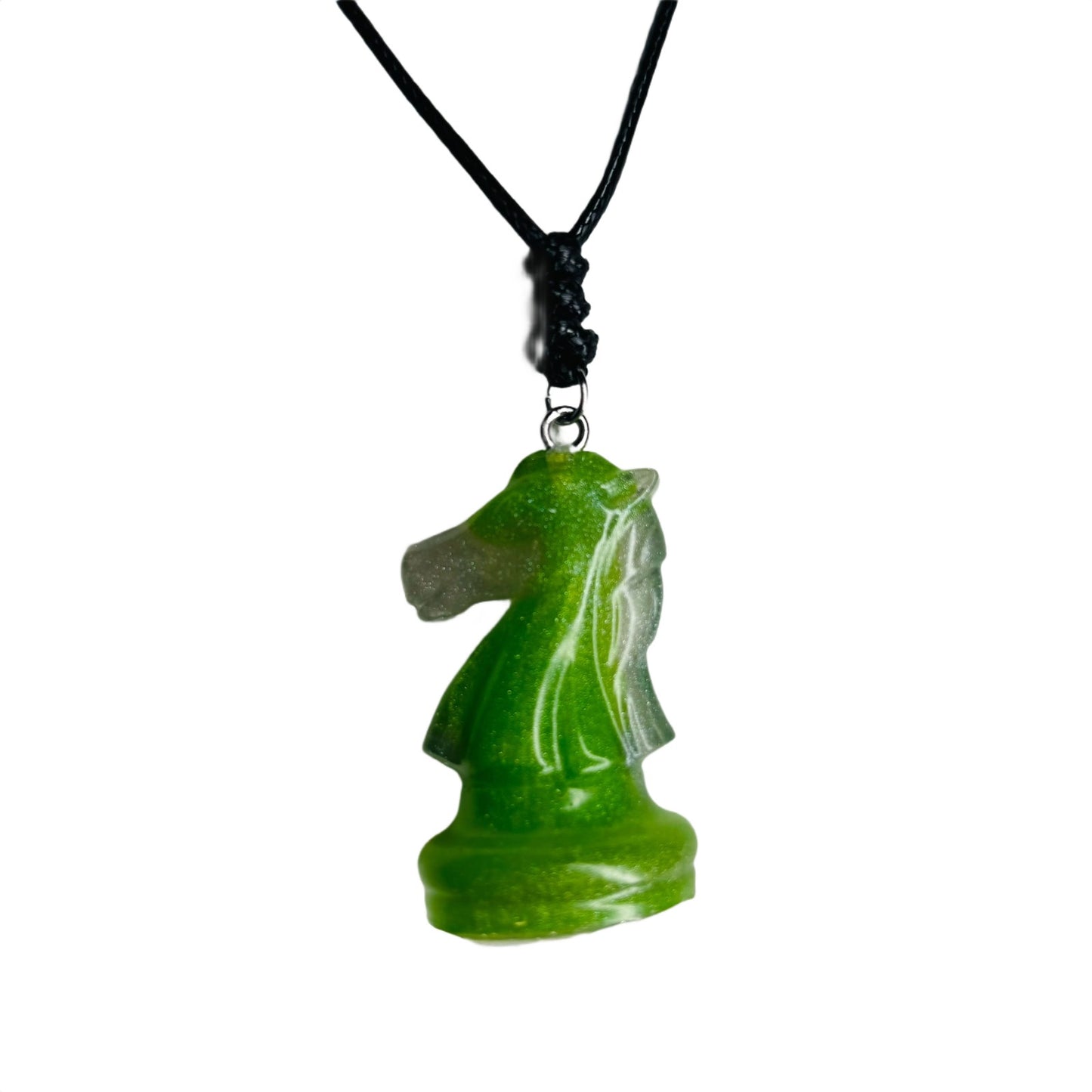 Sublime Green Knight - Handmade Resin Chess Necklace