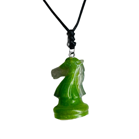 Sublime Green Knight - Handmade Resin Chess Necklace