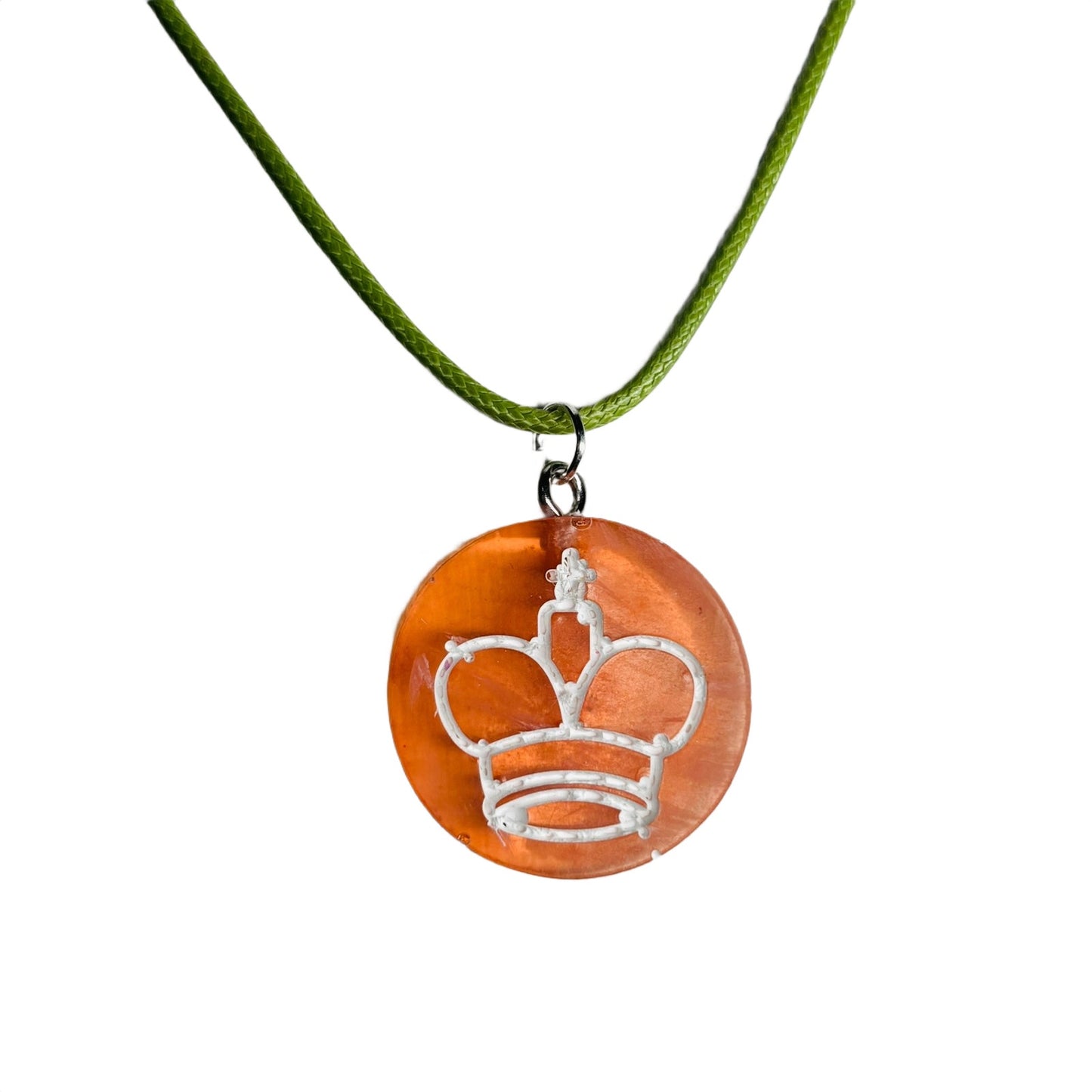 Translucent Orange King - Handmade Resin Chess Necklace