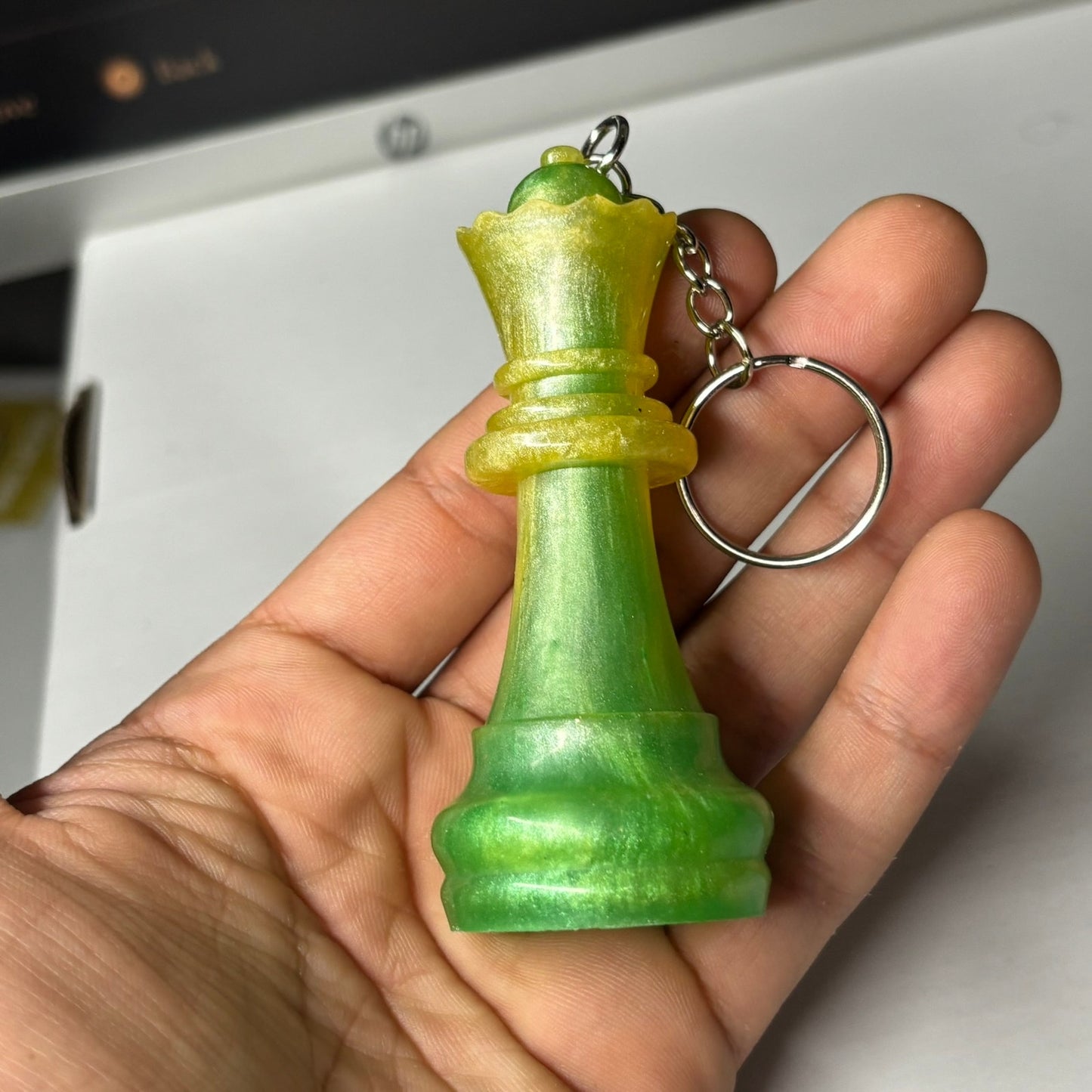 Lemon Green Queen - Handmade Resin Keychain - Large Edition