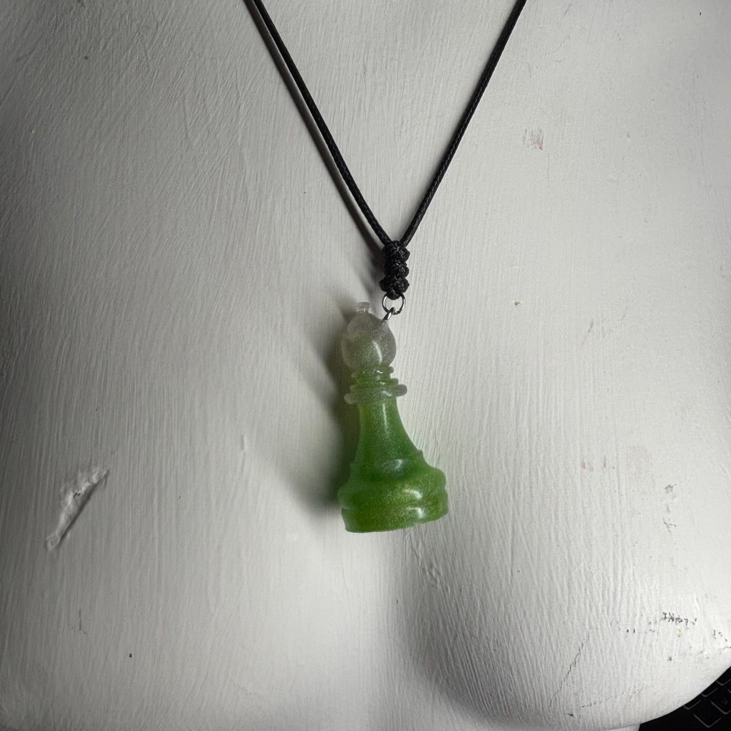 Sublime Green Bishop- Handmade Resin Chess Necklace