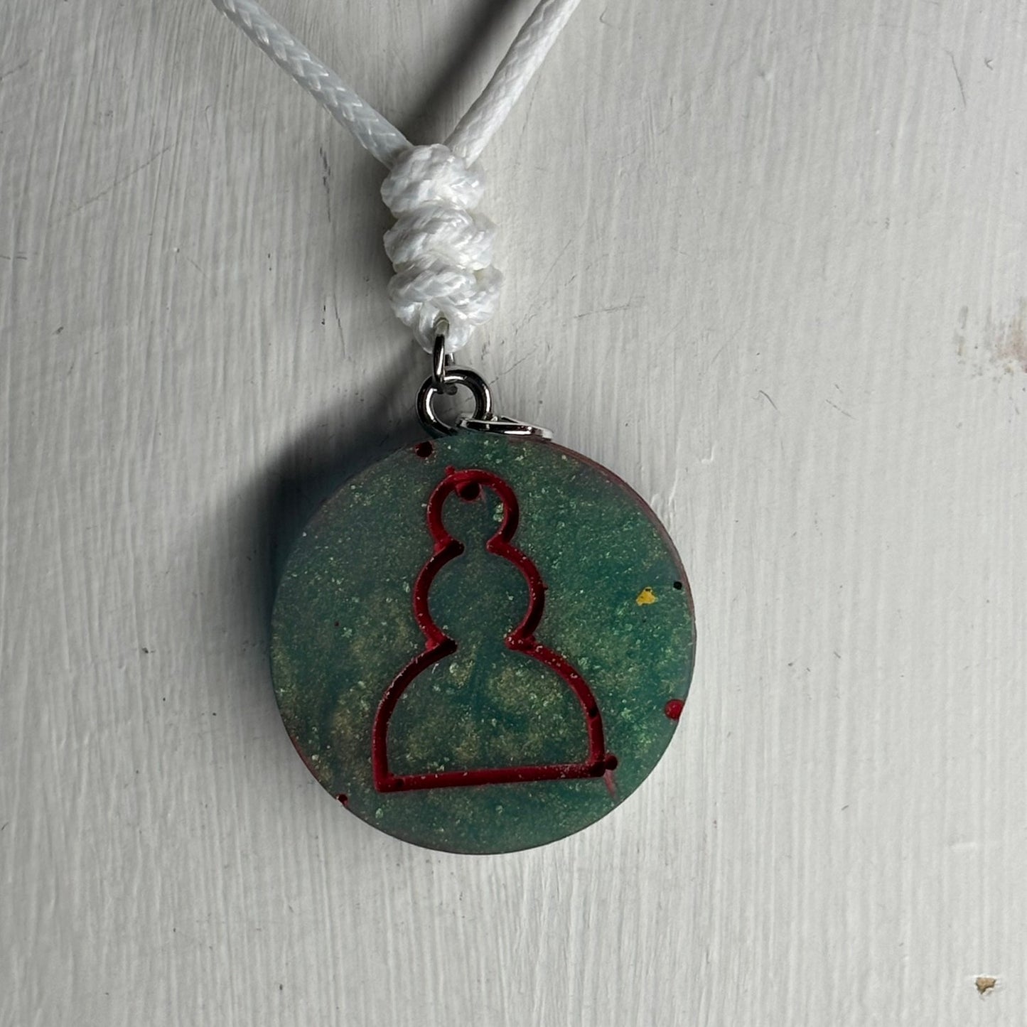 Aqua Green Pawn - Handmade Resin Chess Necklace