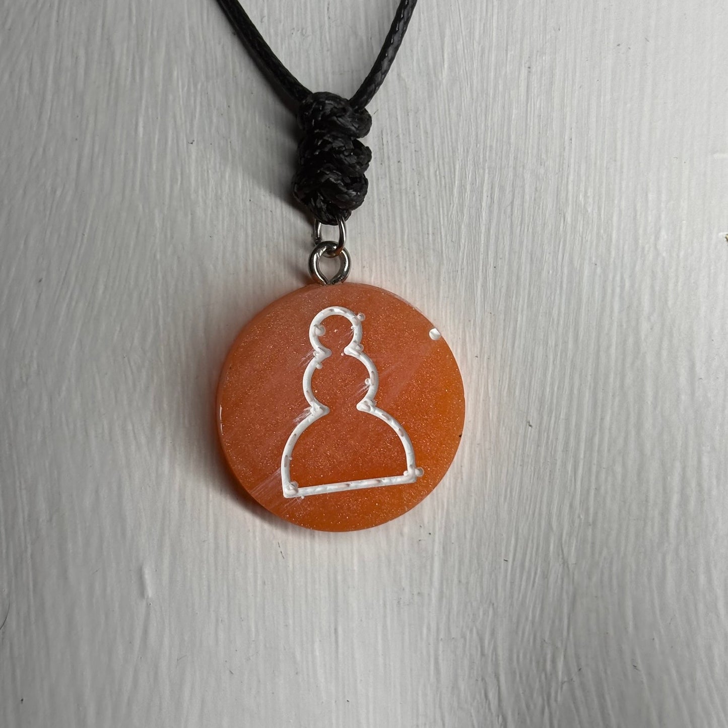 Orange Pawn - Handmade Resin Chess Necklace