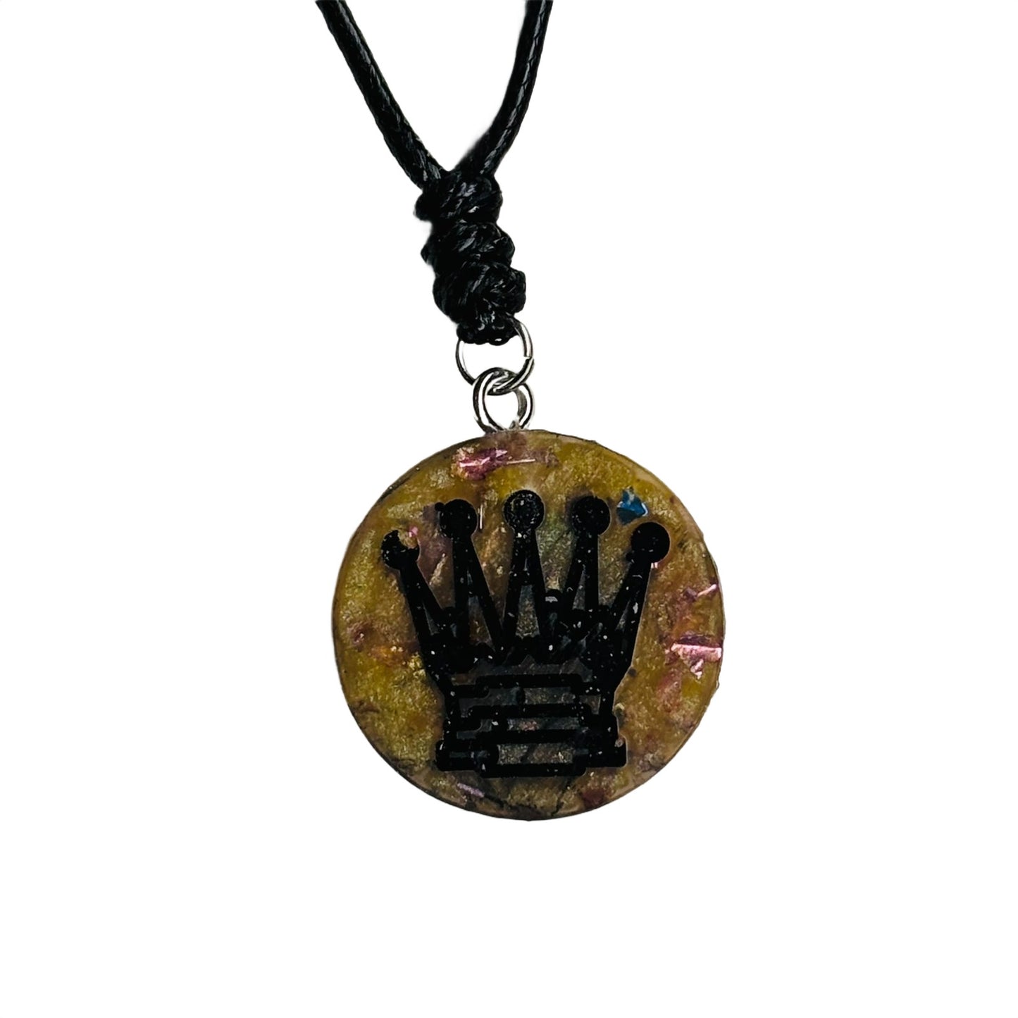 Dark Yellow Queen - Handmade Resin Chess Necklace